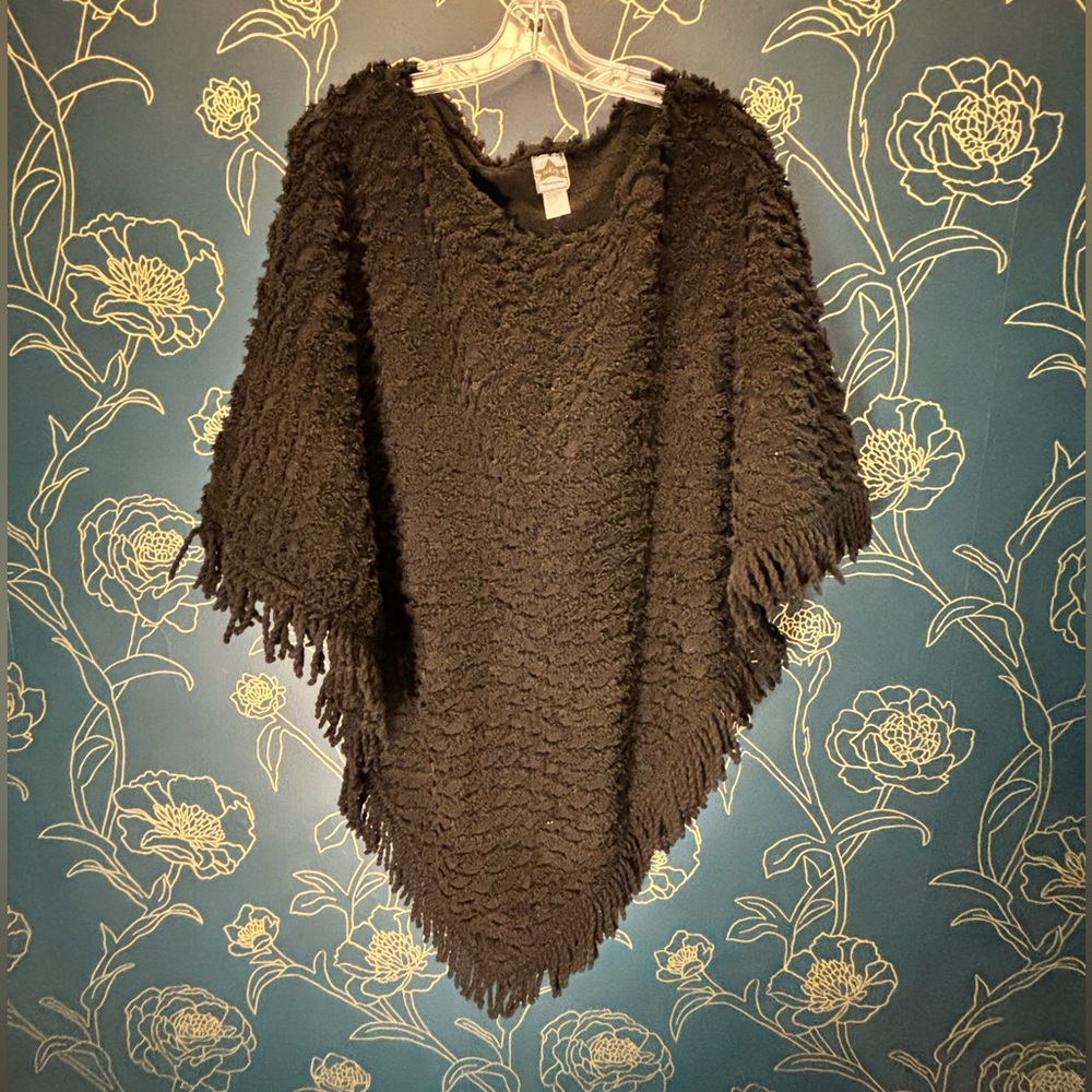 Eclectic unique DESIGNER popover PONCHO WRAP Philadelphia Art ONE SIZE black
